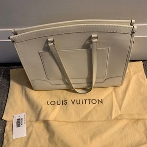 Authentic Louis Vuitton Madeline GM White Epi Leather Tote Bag